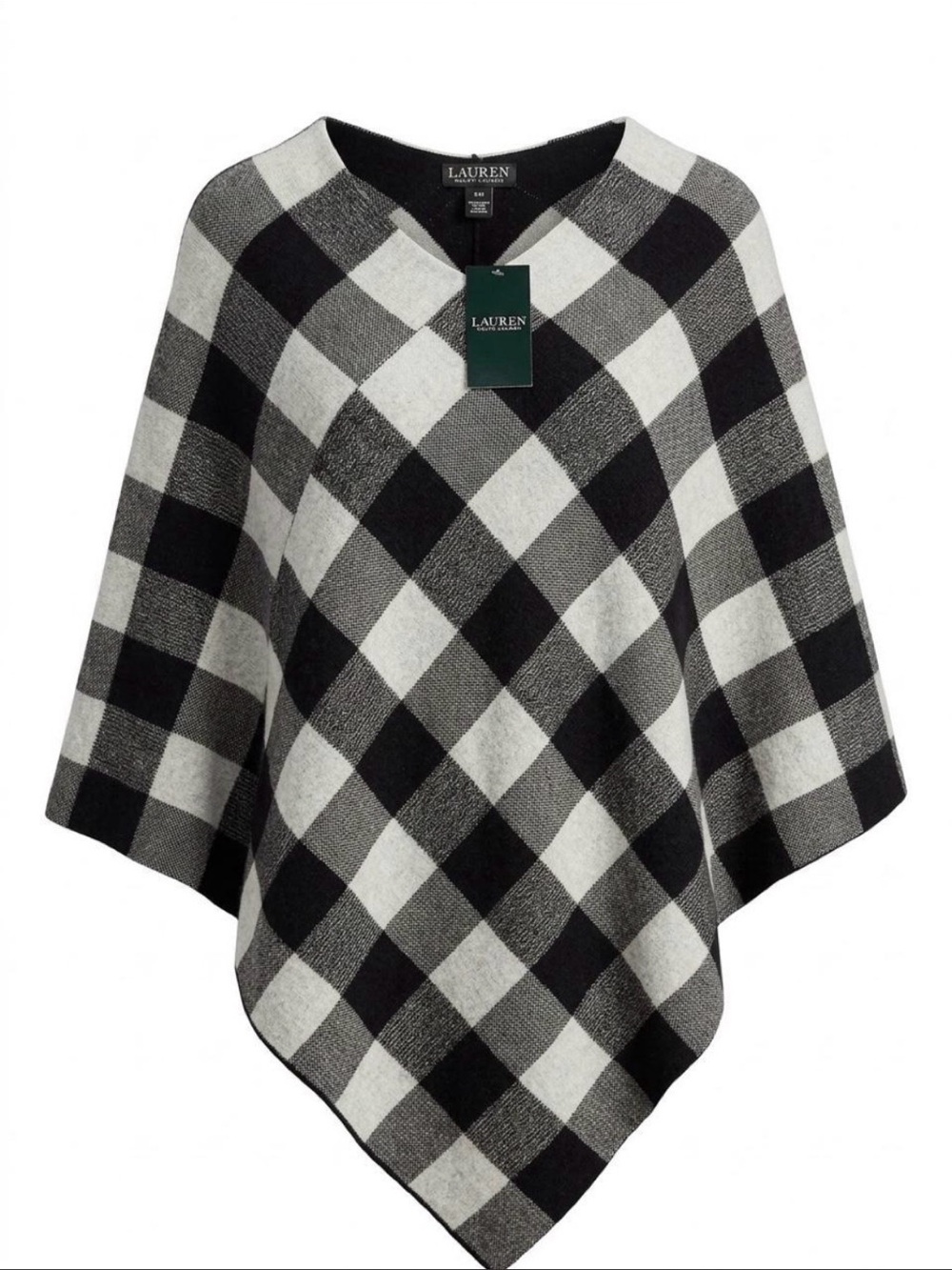 Ralph Lauren NWT 100% Wool Buffalo Plaid Poncho S/M